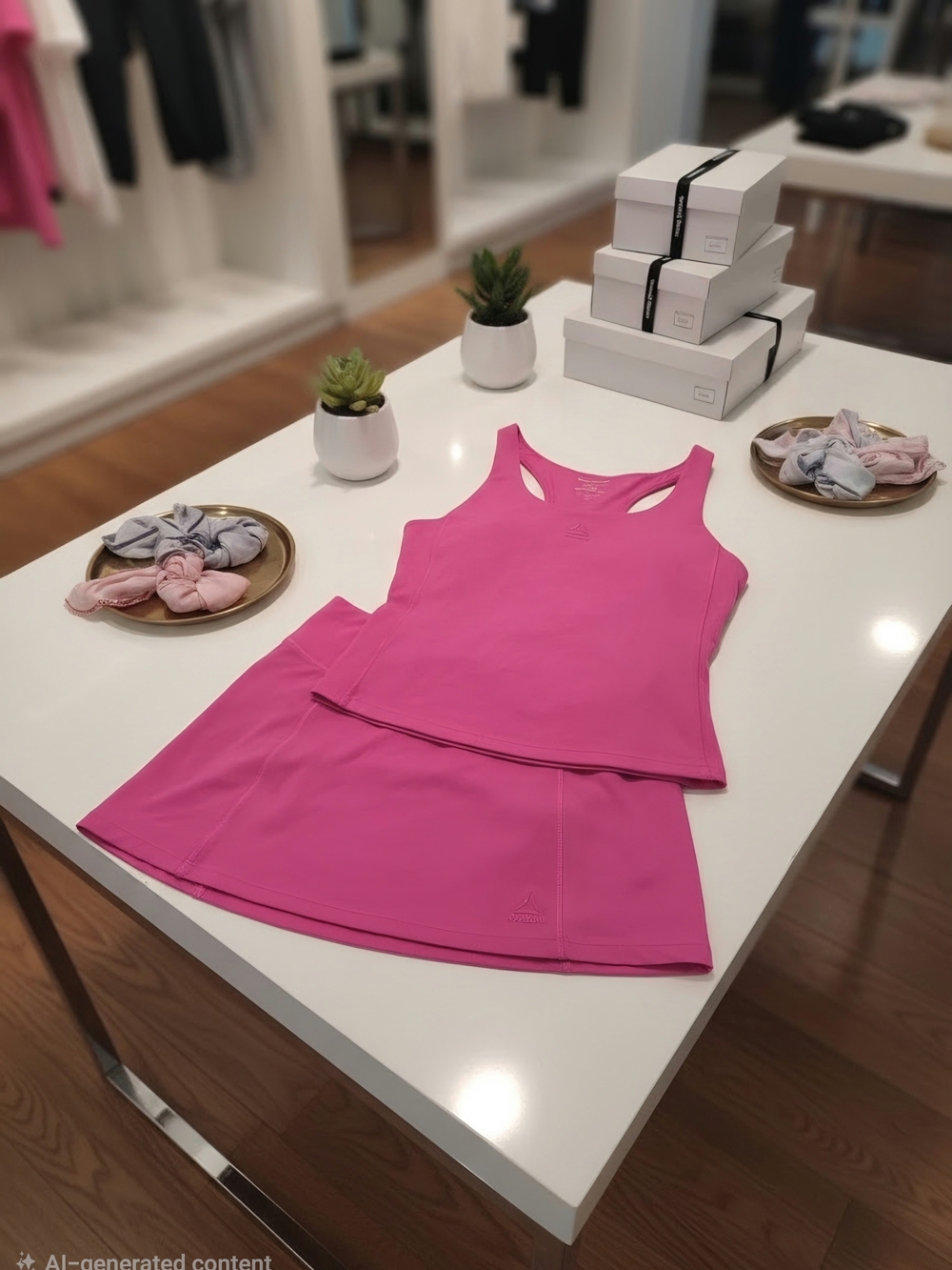 Reebok Bright Pink Racerback Tank and Skort Set